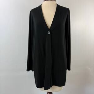 J Jill Wearever Collection Women XS Black one Button Long Sleeve Cardigan